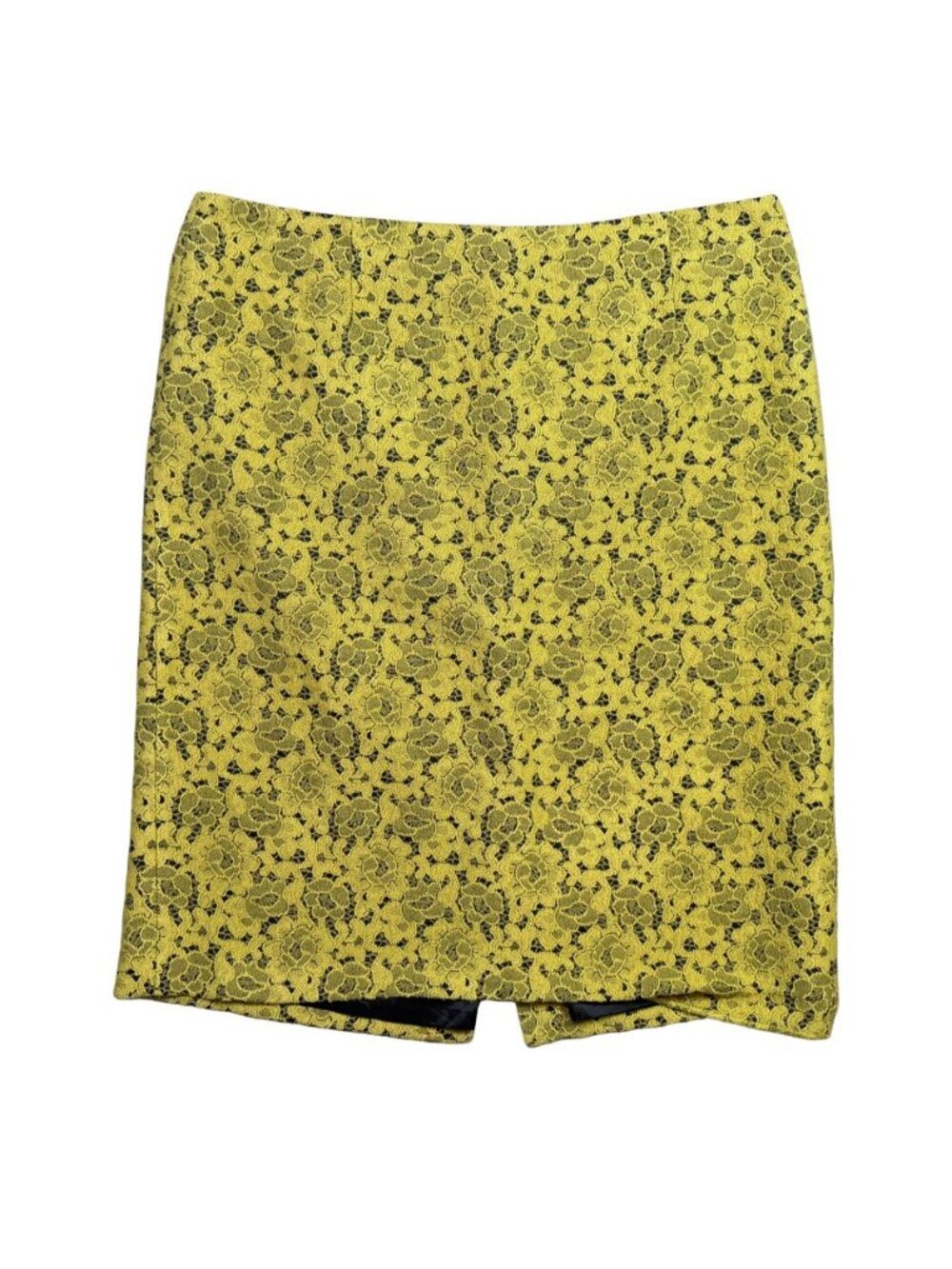 Boden Anthropologie Lace Pencil Skirt Womens US 14 Green Yellow Midi